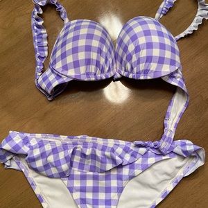 Purple checkered bikini set